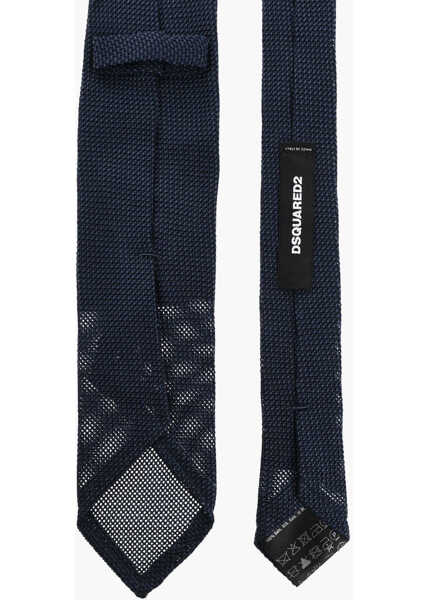 Cravate DSQUARED2 Solid Color Silk Tie Blue Barbati (BM 19724210) 3