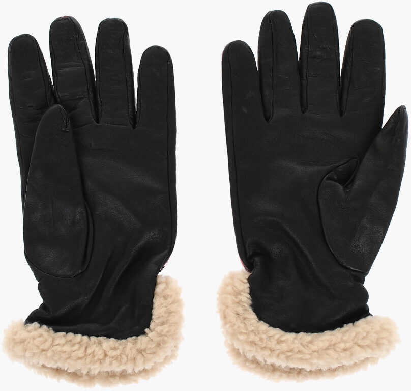 Manusi DSQUARED2 Leather And Checked Fabric Gloves Multicolor Barbati (BM 19724213) 2