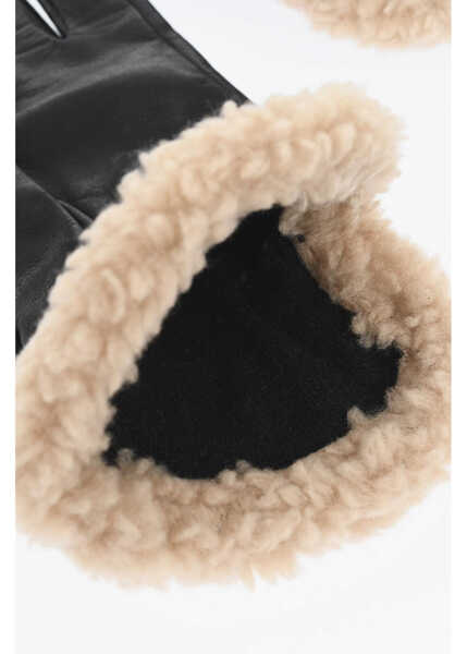 Manusi DSQUARED2 Leather And Checked Fabric Gloves Multicolor Barbati (BM 19724213) 3