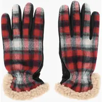 Manusi Leather And Checked Fabric Gloves Barbati