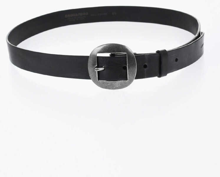 Curele DSQUARED2 Solid Color Leather Belt 30Mm Black Barbati (BM 19724222) 2