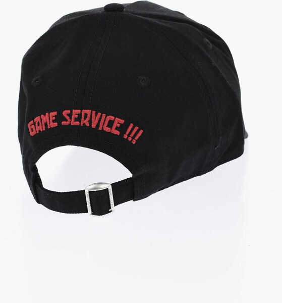 Caciuli DSQUARED2 Cotton Gabardine Game Service Cap With Embossed Monogram Black Barbati (BM 19724225) 3