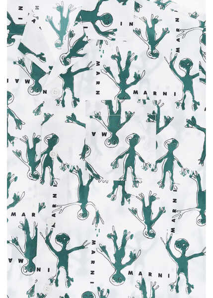 Camasi casual Marni Short Sleeved Shirt With Aliens Print White Fete (BM 19724228) 2