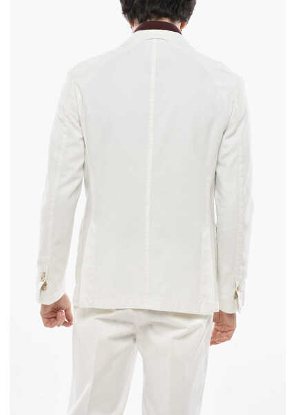 Sacouri CORNELIANI Cc Collection Cotton Blend Side Vents Notch Lapel Blazer White Barbati (BM 19724231) 2