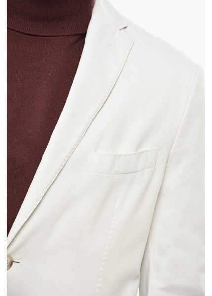 Sacouri CORNELIANI Cc Collection Cotton Blend Side Vents Notch Lapel Blazer White Barbati (BM 19724231) 3