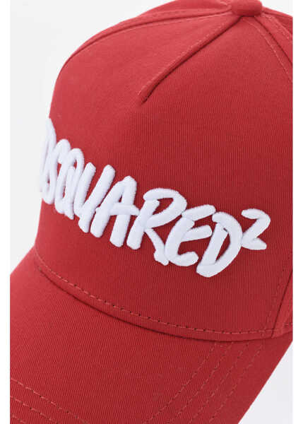 Caciuli DSQUARED2 Solid Color Cap With Embossed Logo Red Barbati (BM 19724243) 3