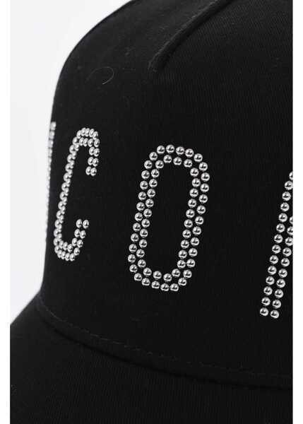 Caciuli DSQUARED2 Icon Solid Color Cap With Studded Detail Black Barbati (BM 19724255) 2