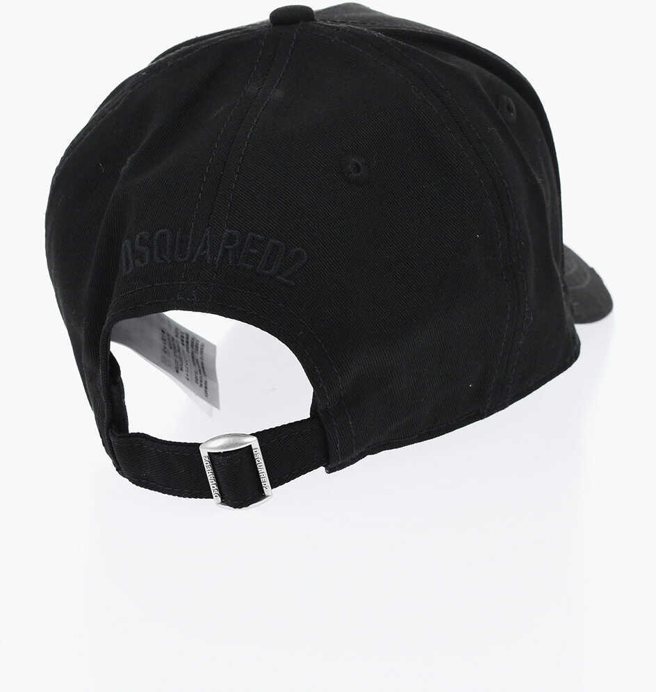 Caciuli DSQUARED2 Icon Solid Color Cap With Studded Detail Black Barbati (BM 19724255) 3