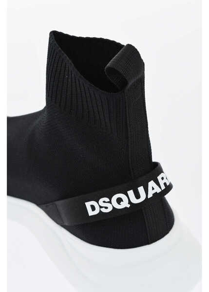 Sneakers DSQUARED2 Technical Fabric Fly Sock Sneakers With Contrasting Logo Black Barbati (BM 19724261) 4