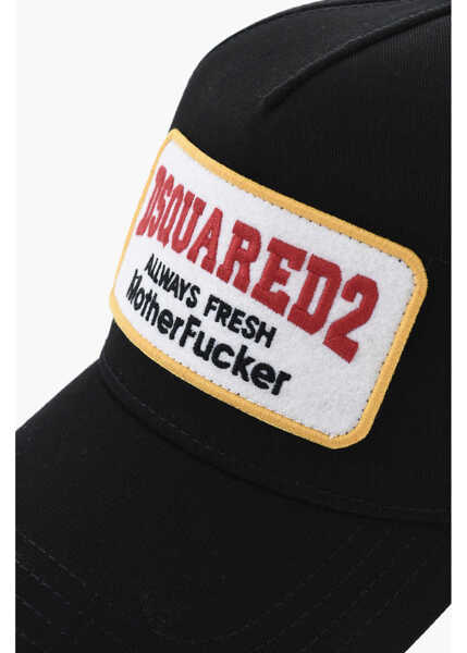 Caciuli DSQUARED2 Solid Color Cap With Logoed Patch Black Barbati (BM 19724264) 2