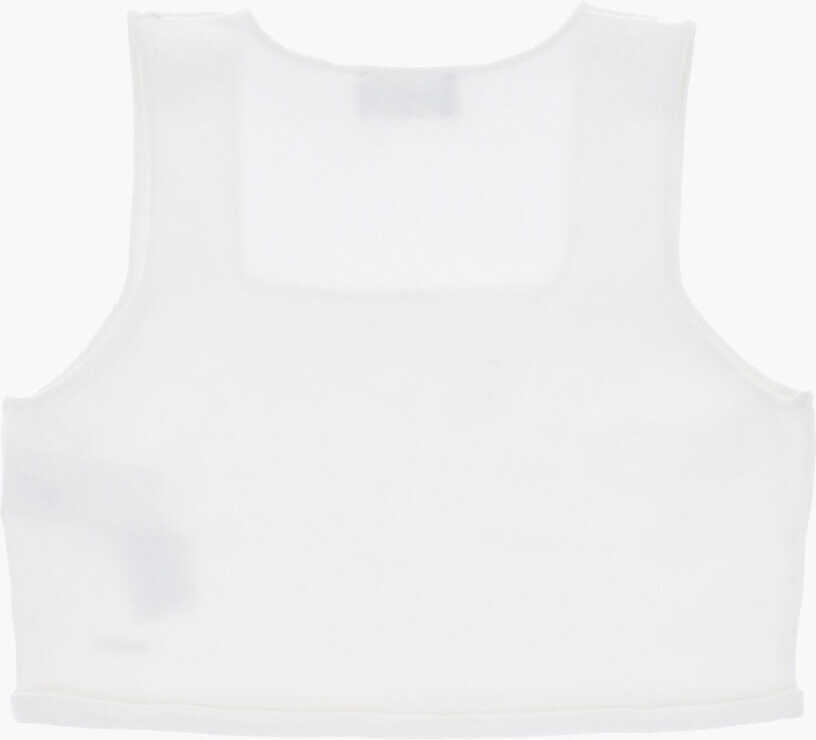 Bluze DSQUARED2 Solid-Colored Crop Top With A Square Neckline White Baieti (BM 19724486) 3