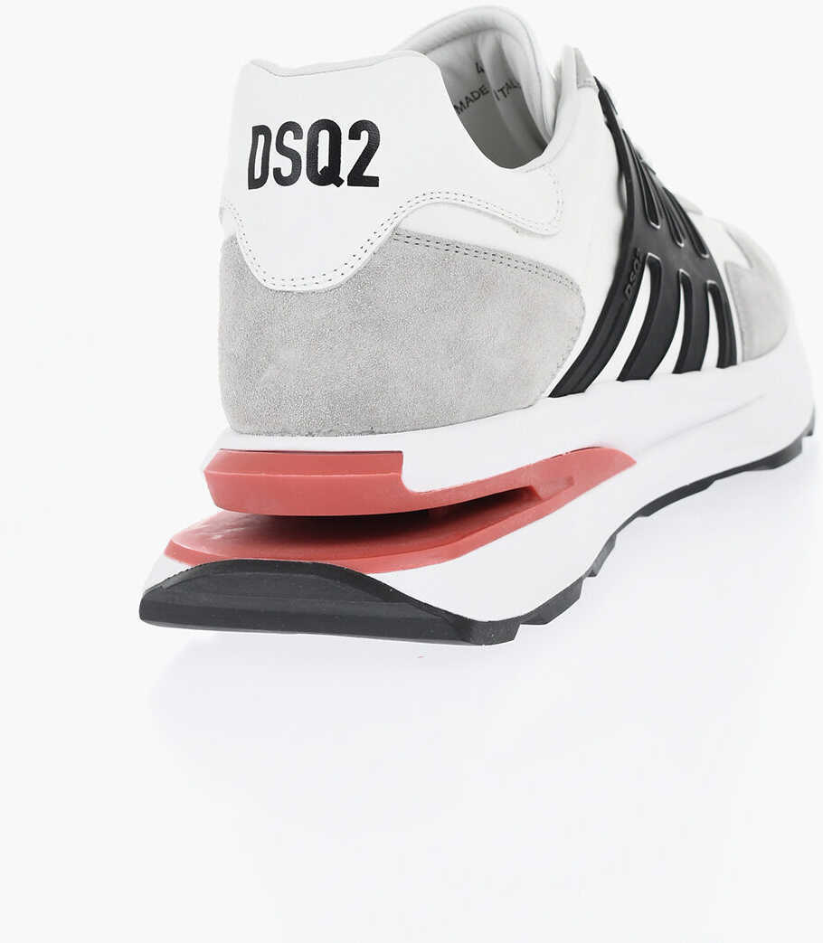 Sneakers DSQUARED2 Leather And Nylon Slash Low Top Sneakers With Contrasting De Black & White Barbati (BM 19724489) 2