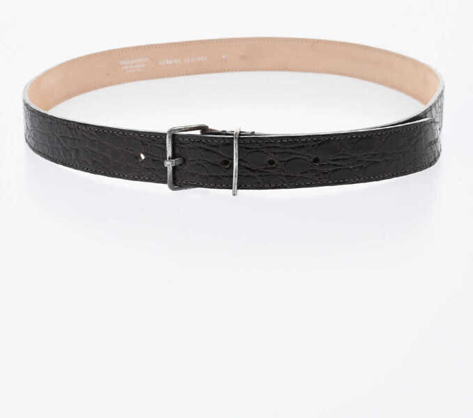 Curele DSQUARED2 Crocodile Effect Leather Belt 30Mm Brown Barbati (BM 19724495) 2