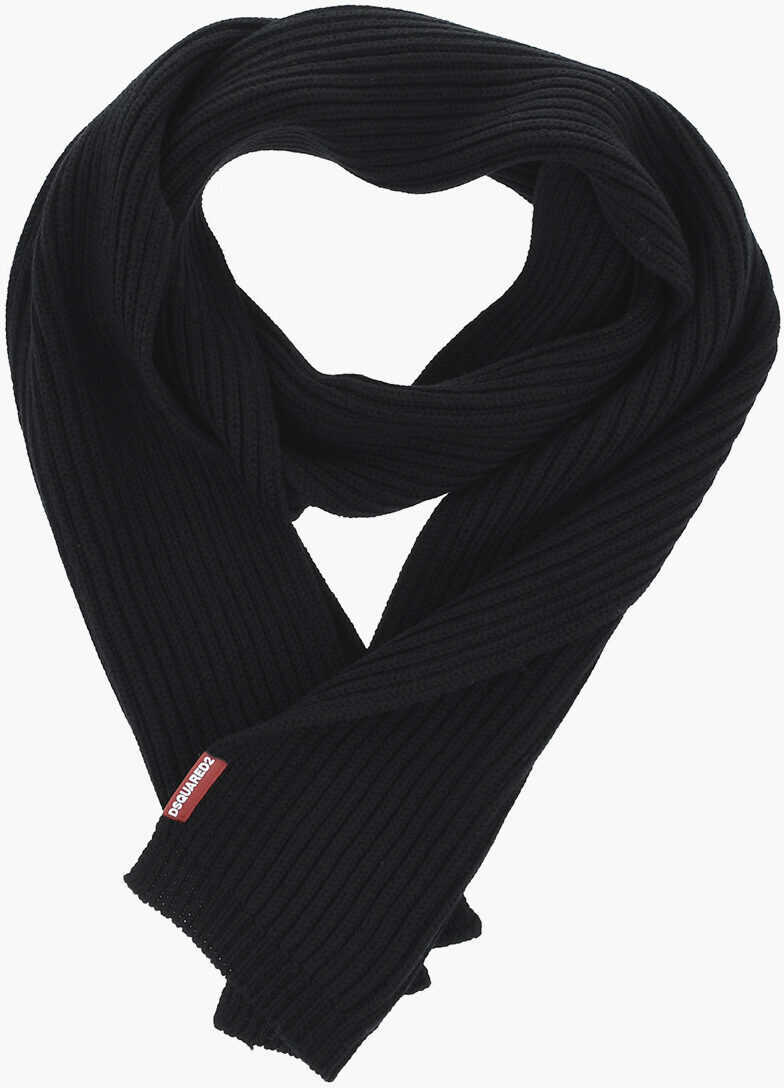 Caciuli DSQUARED2 Ribbed Wool Scarf And Beanie Set Black Barbati (BM 19724501) 2