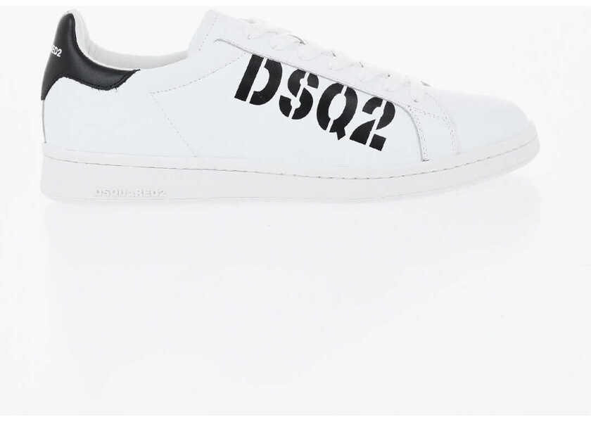 Sneakers DSQUARED2 Leather Boxer Low-Top Sneakers With Contrasting Monogram Black & White Barbati (BM 19724507) 3