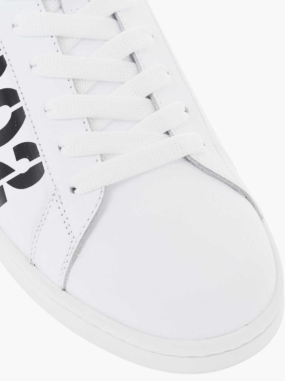 Sneakers DSQUARED2 Leather Boxer Low-Top Sneakers With Contrasting Monogram Black & White Barbati (BM 19724507) 4