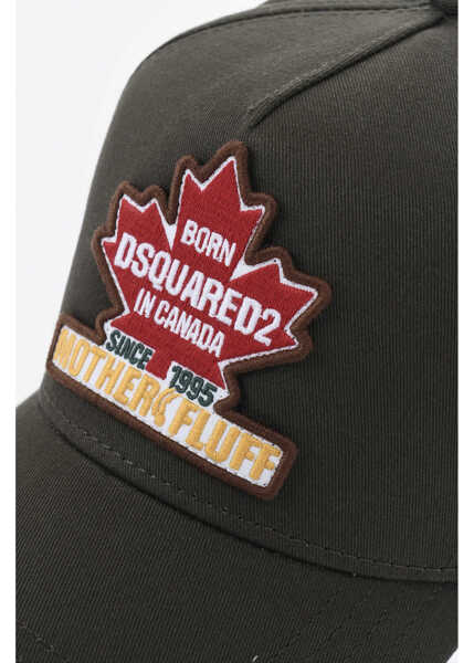 Caciuli DSQUARED2 Cotton Gabardine Cap With Logoed Patch Military Green Barbati (BM 19724513) 2