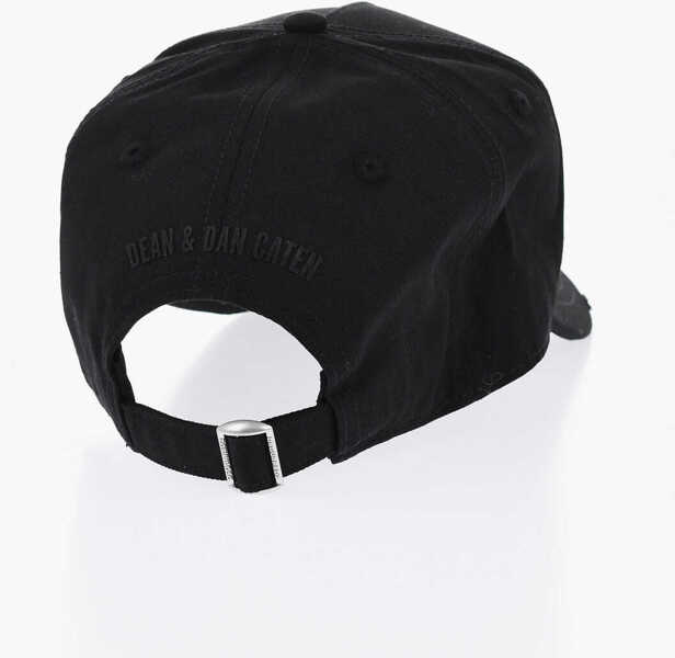 Caciuli DSQUARED2 Solid Color Cap With Tone On Tone Logo Black Barbati (BM 19724516) 3