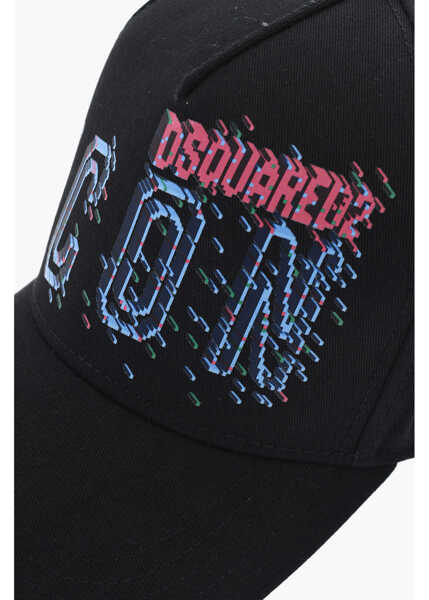 Caciuli DSQUARED2 Icon Cotton Twill Cap With Printed Logo Black Barbati (BM 19724525) 2