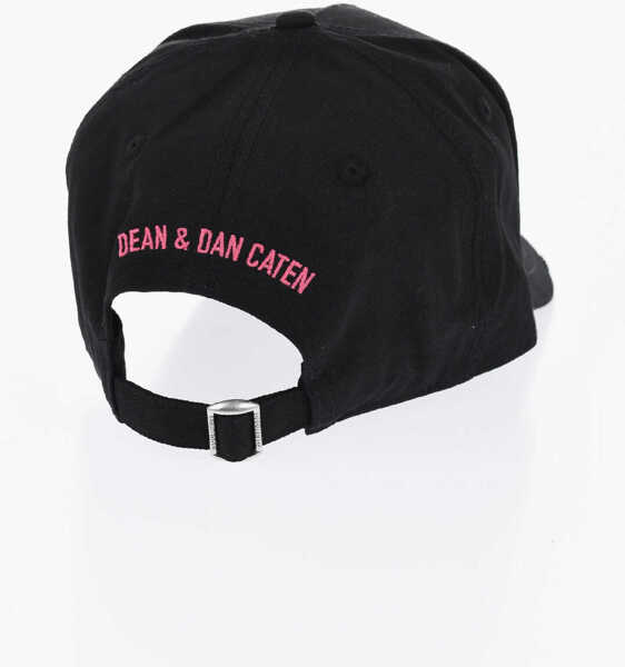 Caciuli DSQUARED2 Icon Cotton Twill Cap With Printed Logo Black Barbati (BM 19724525) 3