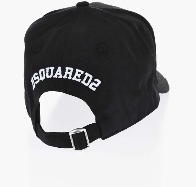 Caciuli DSQUARED2 Cotton Twill Cap With Embossed Detail Black Barbati (BM 19724534) 3