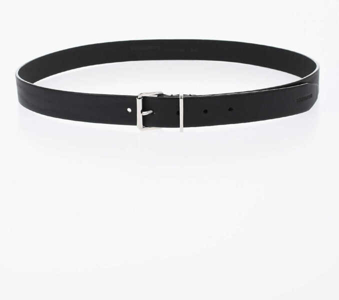 Curele DSQUARED2 Solid Color Leather Belt 30Mm Black Barbati (BM 19724546) 2