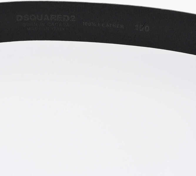 Curele DSQUARED2 Solid Color Leather Belt 30Mm Black Barbati (BM 19724546) 3