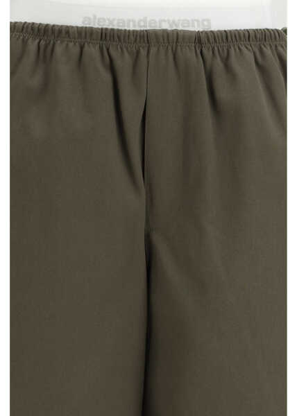 Pantaloni casual Alexander Wang MID-RISE LOGO ELASTIC PANT W/ ARTICULATE ARMY GREEN Femei (BM 19725437) 3
