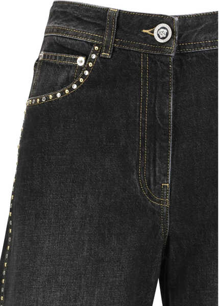 Pantaloni casual Versace PANT DENIM STONE WASHED BLACK WITH STUDS BLACK Femei (BM 19725443) 3