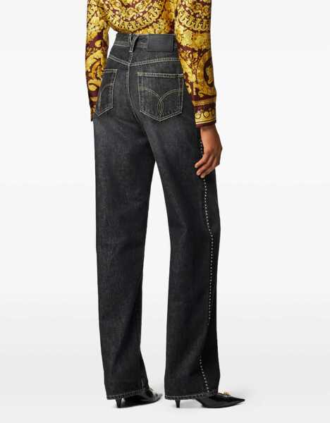 Blugi Versace Straight Jeans with studs BLACK Femei (BM 19725443) 4