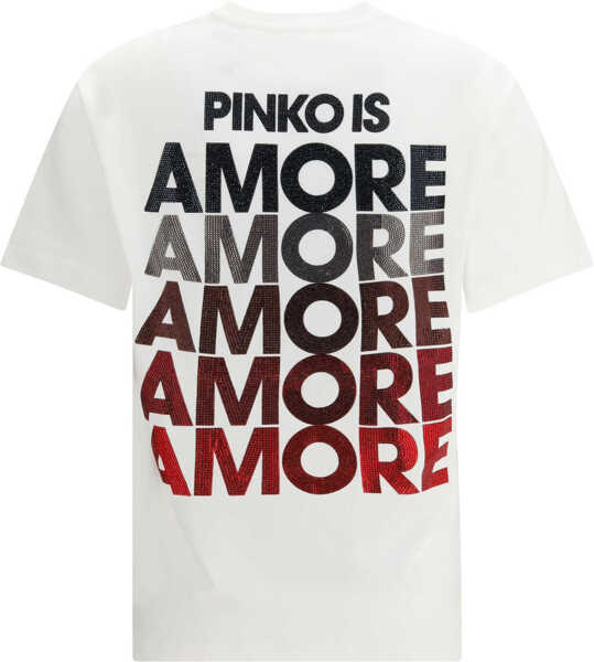 Tricouri Pinko Strepitoso T-shirt BIANCO/ROSSO Femei (BM 19725446) 2