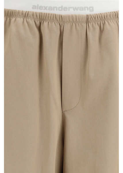 Pantaloni casual Alexander Wang MID-RISE LOGO ELASTIC PANT W/ ARTICULATE WARM TAUPE Femei (BM 19725449) 3