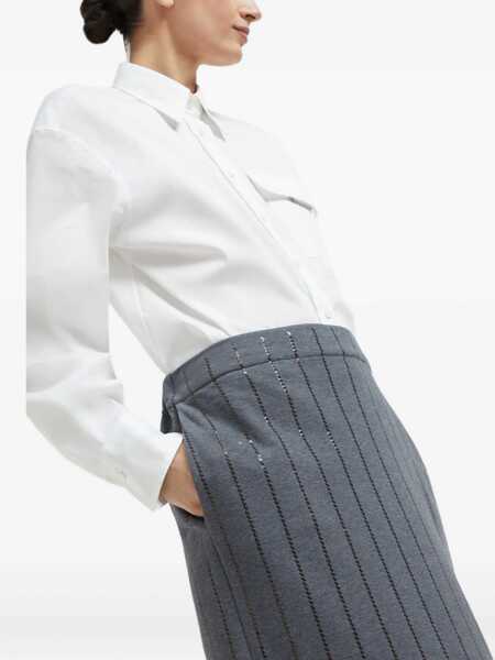 Fuste Brunello Cucinelli Embellished Midi Pencil Skirt GRIGIO SCURO Femei (BM 19725563) 4