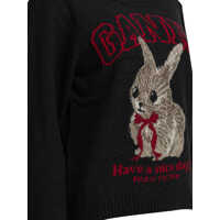 Pulovere casual Dama - Pulovere Ganni Wool sweater with print Black Femei (BM 19726041) - B-mall.ro