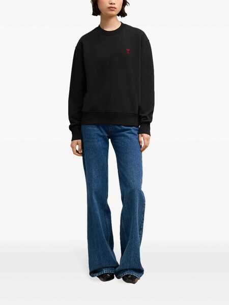 Hanorace AMI Paris Ami De Coeur crewneck sweatshirt Black Barbati (BM 19726080) 3