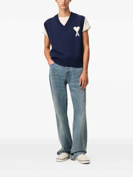 Pulovere casual AMI Paris Knitwear Blue Barbati (BM 19726359) 2