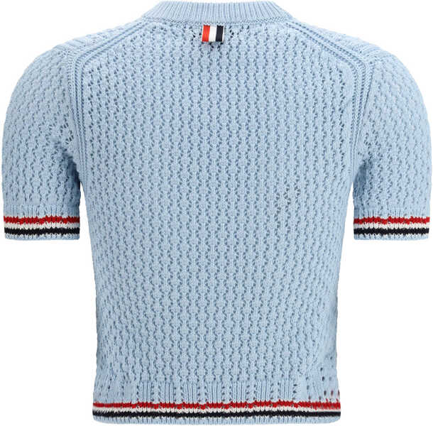 Tricouri Thom Browne HECTOR ICON POINTELLE STITCH CREW NECK T LIGHT BLU Femei (BM 19726817) 2