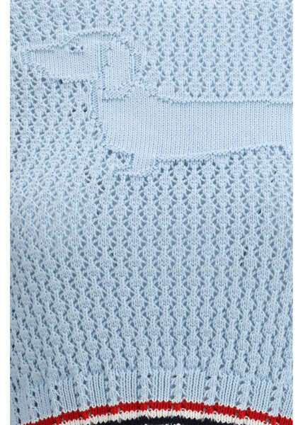 Tricouri Thom Browne HECTOR ICON POINTELLE STITCH CREW NECK T LIGHT BLU Femei (BM 19726817) 3