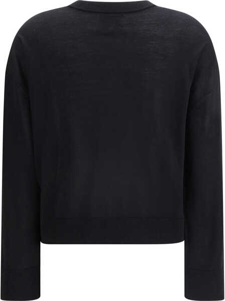 Cardigane LOULOU DE SAISON KITA FINE CREWNECK CARDIGAN BLACK Femei (BM 19726838) 2