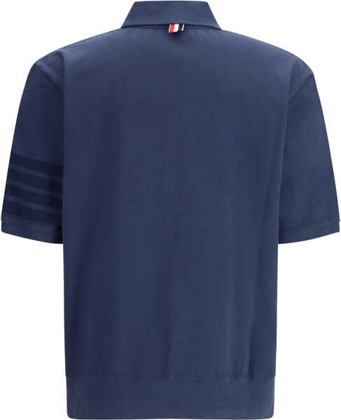Tricouri Polo Thom Browne GARMENT DYED SHORT SLEEVE RIB CUFF POLO NAVY Barbati (BM 19726871) 2