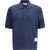 Thom Browne GARMENT DYED SHORT SLEEVE RIB CUFF POLO NAVY