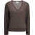 LOULOU DE SAISON JULIO LDS FINE V-NECK SWEATER BROWN MELANGE