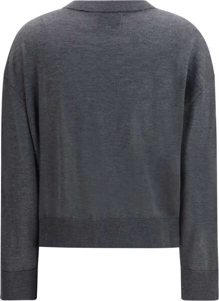 Cardigane LOULOU DE SAISON KITA FINE CREWNECK CARDIGAN ANTHRACITE MELANGE Femei (BM 19726895) 2