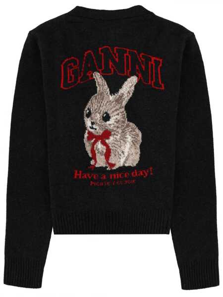Cardigane Ganni Cardigan With Graphics CHARCOAL Femei (BM 19727294) 2