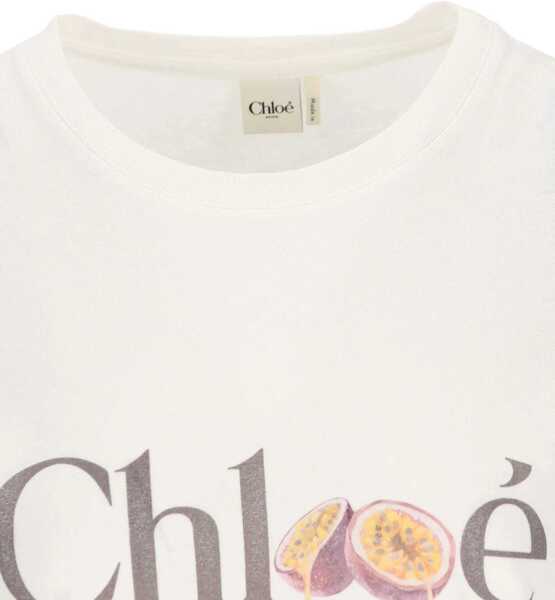 Tricouri Chloe T-Shirt With Logo WHITE Femei (BM 19727306) 4