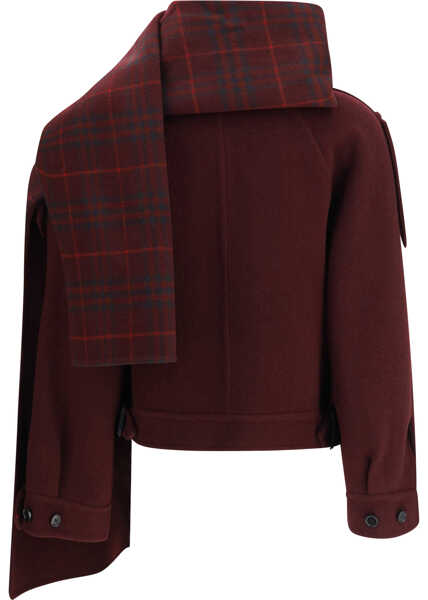 Esarfe Burberry Detachable Scarf Wool Jacket WINE RED Femei (BM 19727594) 2
