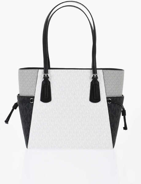 Genti de mana Michael Kors Michael All-Over Monogram Color Block Voyager Tote Bag Black & White Femei (BM 19727687) 3