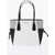 Michael Kors Michael All-Over Monogram Color Block Voyager Tote Bag Black & White