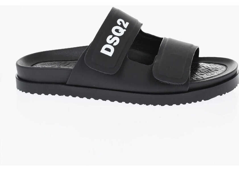 Sandale DSQUARED2 Solid Color Sandals With Velcro Closure Black Barbati (BM 19727729) 3