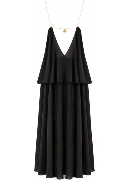 Rochii casual Chloe Silk Georgette Long Dress BLACK Femei (BM 19727879) 3